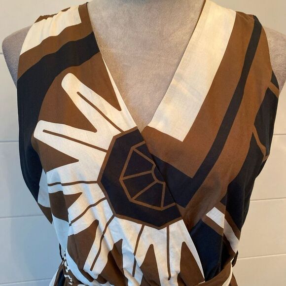 CIVICO 51 Made in Italy Women’s Maxi Brown And Black Sleeveless Dress Sz L - Picture 6 of 15